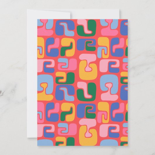 Helderrode retrocool - Abstracte vormen van huweli Kaart (Achterkant)