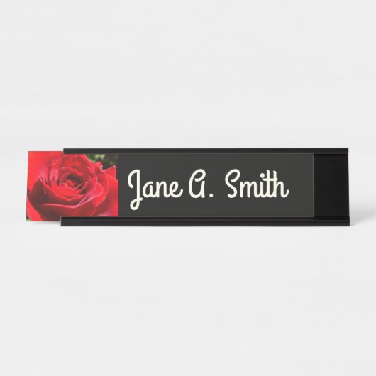 Helderrode rode rozenbloem mooie Floral Bureau Naambordje (Voorkant)
