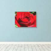 Helderrode rode rozenbloem mooie Floral Canvas Afdruk (Insitu (Houten vloer))