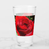 Helderrode rode rozenbloem mooie Floral Glas (Achterkant)