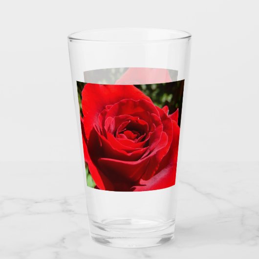 Helderrode rode rozenbloem mooie Floral Glas (Voorkant)