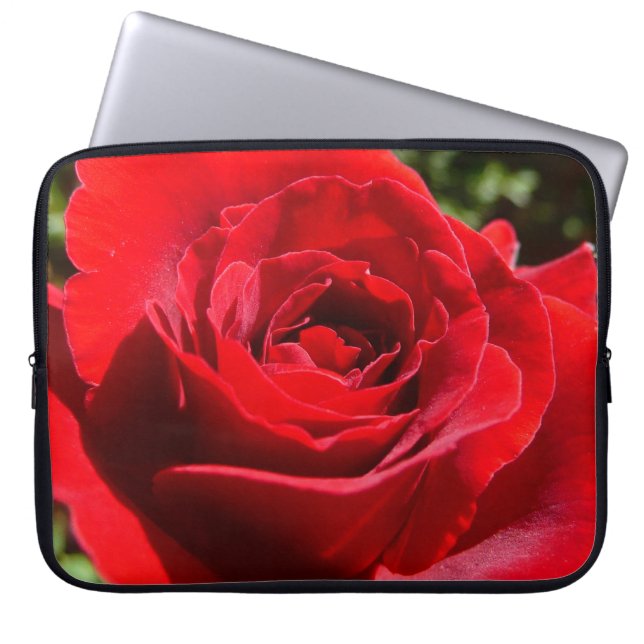 Helderrode rode rozenbloem mooie Floral Laptop Sleeve (Voorkant)