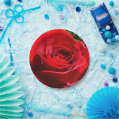 Helderrode rode rozenbloem mooie Floral Papieren Bordje (Feest)