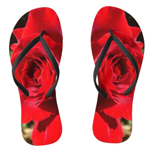 Helderrode rode rozenbloem mooie Floral Teenslippers (Voetbed)
