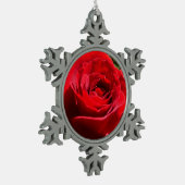 Helderrode rode rozenbloem mooie Floral Tin Sneeuwvlok Ornament (Links)