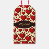 Helderrode Romantische harten Cadeaulabel (Voorkant)