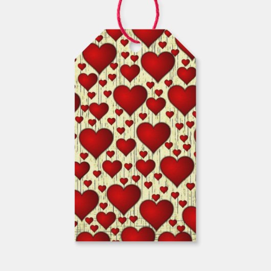 Helderrode Romantische harten Cadeaulabel (Achterkant)
