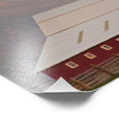 Helderrode schuur tegen Mission Mountains in Foto Afdruk (Hoek)