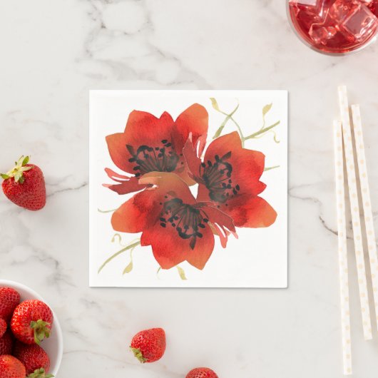 Helderrode tuinpapavers servet (Insitu)