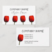 Helderrode tulpen foto kunst op wit visitekaartje (Voorkant / Achterkant)