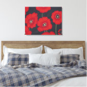 Helderrode tulpen op zwarte canvas afdruk (Insitu (Slaapkamer))