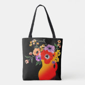 Helderrode vaas van bloemen tote bag (Achterkant)