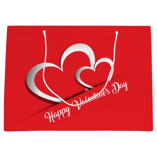 Helderrode Valentijnsdag Gift Bag Groot Cadeauzakje (Voorkant)