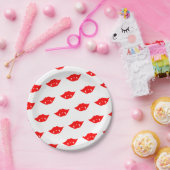 Helderrode vampier lippen papieren bordje (Feest)