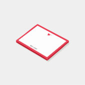 Helderrode vogel en rand met wit en naam post-it® notes (Schuin)