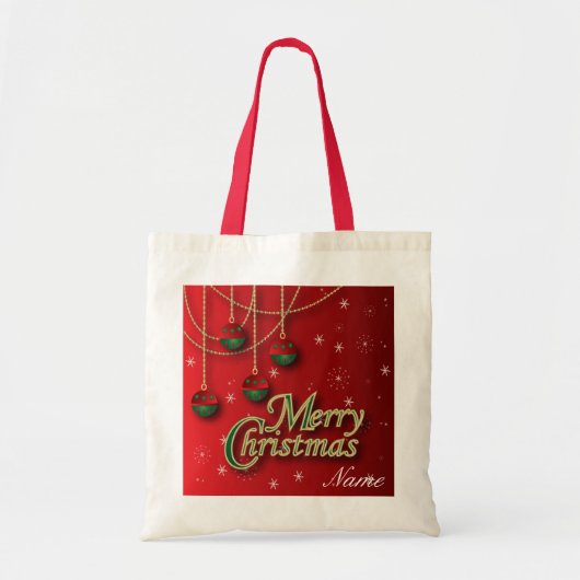Helderrode vrolijke kerst Ornamenten Tote Bag (Voorkant)