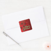 Helderrode vrolijke kerst Ornamenten Vierkante Sticker (Envelop)