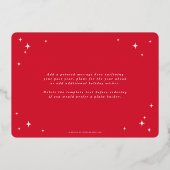 Helderrode vrolijke kerstretro sterren plat folie feestdagenkaart (Achterkant)