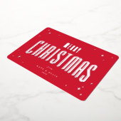 Helderrode vrolijke kerstretro sterren plat folie feestdagenkaart (Gedraaid)