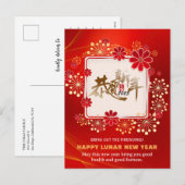 Helderrode vuurwerkbloesem Chinesische kalligrafie Feestdagenkaart (Voorkant / Achterkant)