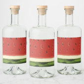 Helderrode waterverf watermeloen labelset likeurfles etiket (Flessen)