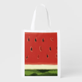 Helderrode Waterverf Watermelon herbruikbare tas Boodschappentas