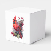 Helderrode Waterverf Winter Kardinaal Bedankdoosjes (Achterkant)