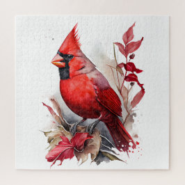 Helderrode Waterverf winterkardinaal vogel Legpuzzel
