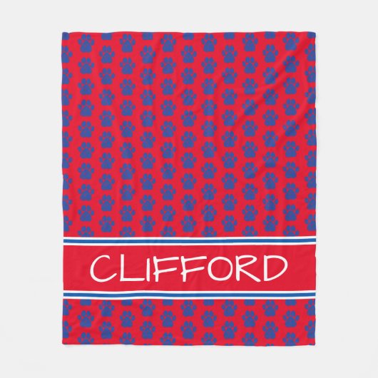 Helderrode, witte en blauwe verf afdrukken op maat fleece deken (Voorkant)