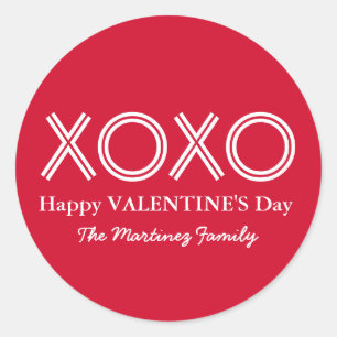 Helderrode XOXO Happy Valentines Dag Ronde Sticker