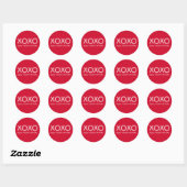 Helderrode XOXO Happy Valentines Dag Ronde Sticker (Vel)