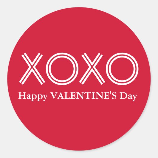 Helderrode XOXO Happy Valentines Dag Ronde Sticker (Voorkant)