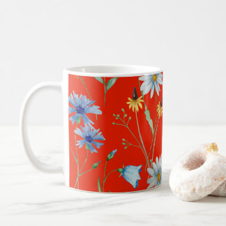 Helderrode zomerbloem koffiemok
