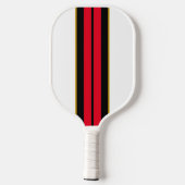 Helderrode zwarte verticale racestrepen op wit pickleball paddle (Achterkant)