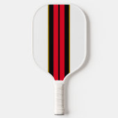 Helderrode zwarte verticale racestrepen op wit pickleball paddle (Voorkant)