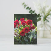HelderRomantische Red Rose Bouquet Briefkaart (Staand voorkant)