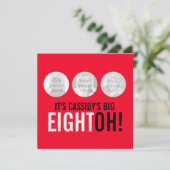 Helderrood 80e EIGHTOH! Fotoverjaardagsuitnodiging Kaart (Staand voorkant)