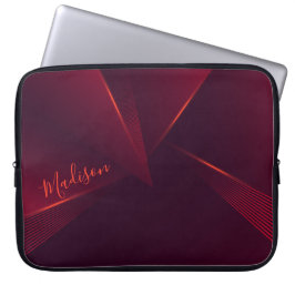 Helderrood Abstract patroon en aanpassing Laptop Sleeve