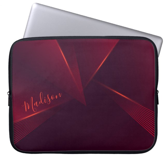 Helderrood Abstract patroon en aanpassing Laptop Sleeve (Voorkant)