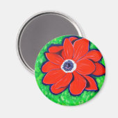 Helderrood annemonschilderwerk magneet (Voorkant / Achterkant)