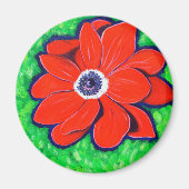 Helderrood annemonschilderwerk magneet (Voorkant)