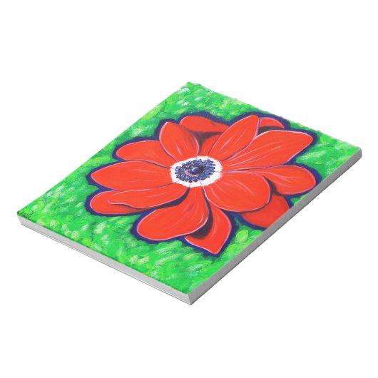 Helderrood annemonschilderwerk notitieblok (Linkerzijde)