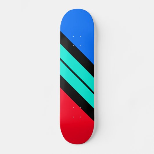 Helderrood Blauw Aqua Diagonaal Racisme Stripe Persoonlijk Skateboard (Voorkant)