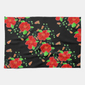 Helderrood Bloemen Theedoek (Horizontaal)