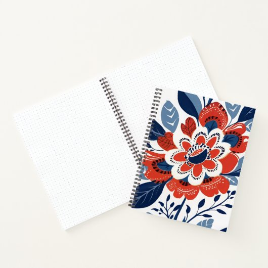 Helderrood en blauw botanisch notitieboek (Binnen)