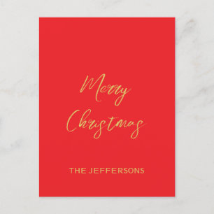 Helderrood en gouden kleuren Vrolijk kerstfeest Feestdagenkaart
