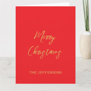 Helderrood en gouden kleuren Vrolijk kerstfeest Kaart