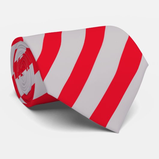 Helderrood en grijs stripe patroon stropdas (Opgerold)