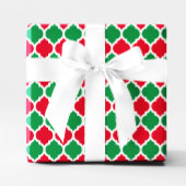Helderrood en groen kerstquatrefolie cadeaupapier