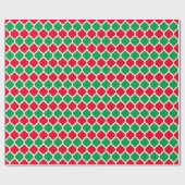Helderrood en groen kerstquatrefolie cadeaupapier (Vlak)